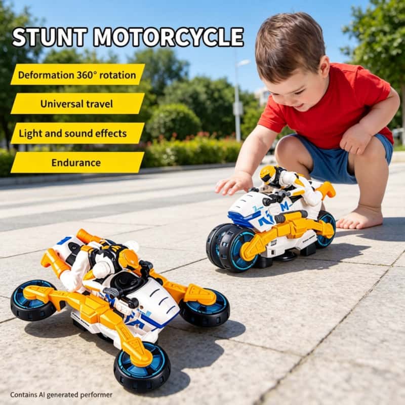 Novelty Gifts - Electric Stunt Transformable Motorcycle Children Toy
