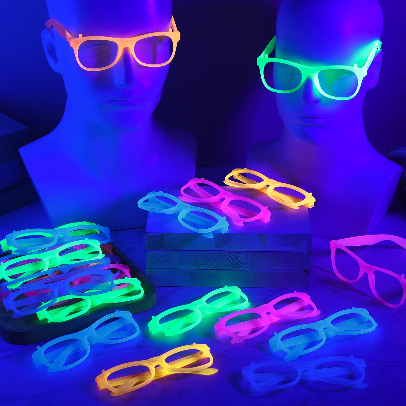 2/24pcs Glow-in-the-Dark Neon  - Glow In The Dark Party Glasses 评论和价格