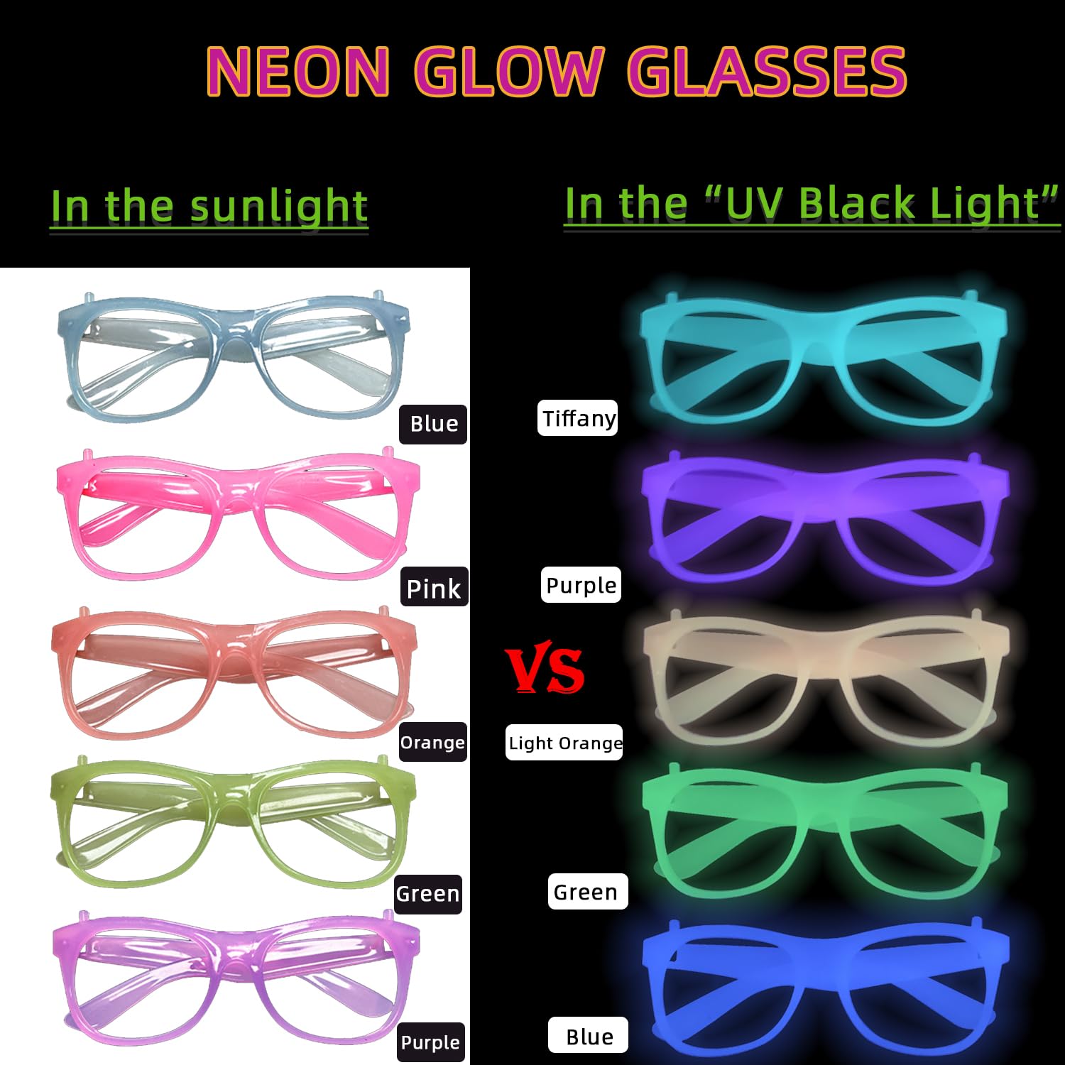 2/24pcs Glow-in-the-Dark Neon  - Glow In The Dark Party Glasses 评论和价格
