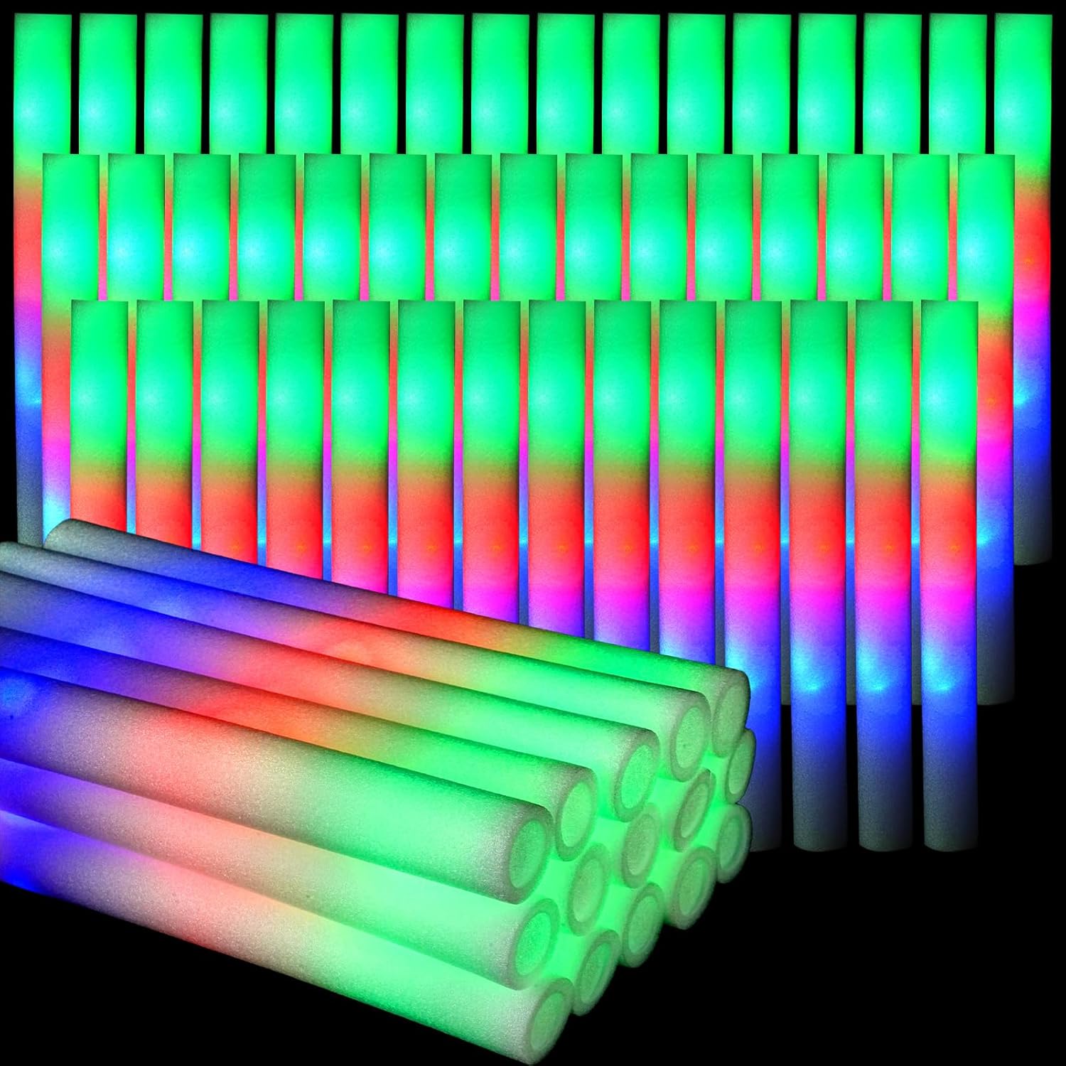 102Pcs LED Foam Sticks Cheer T - Glow In The Dark Party Glasses 评论和价格