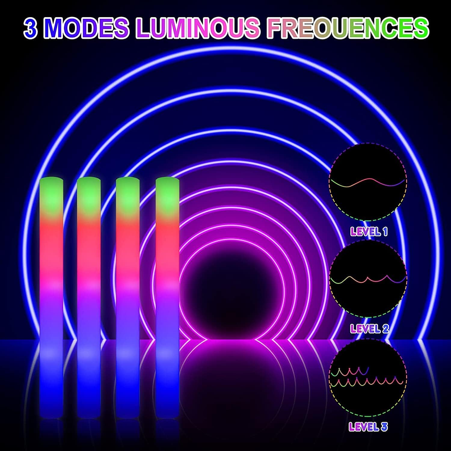 102Pcs LED Foam Sticks Cheer T - Glow In The Dark Party Glasses 评论和价格
